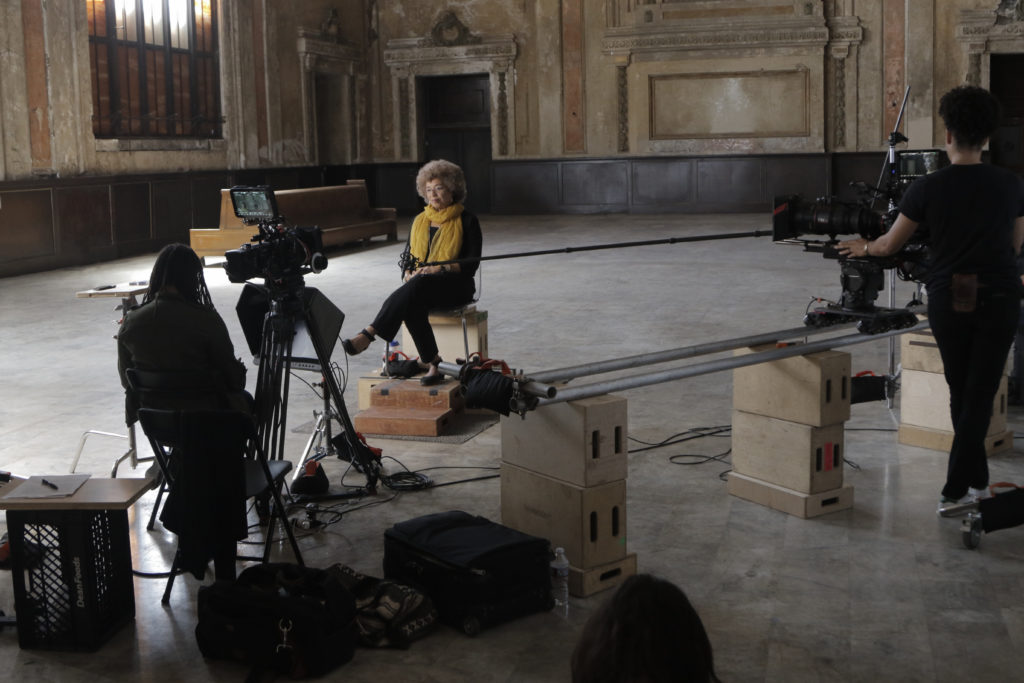 Ava DuVernay interviews Angela Davis in "13th." (Photo Credit: Netflix)